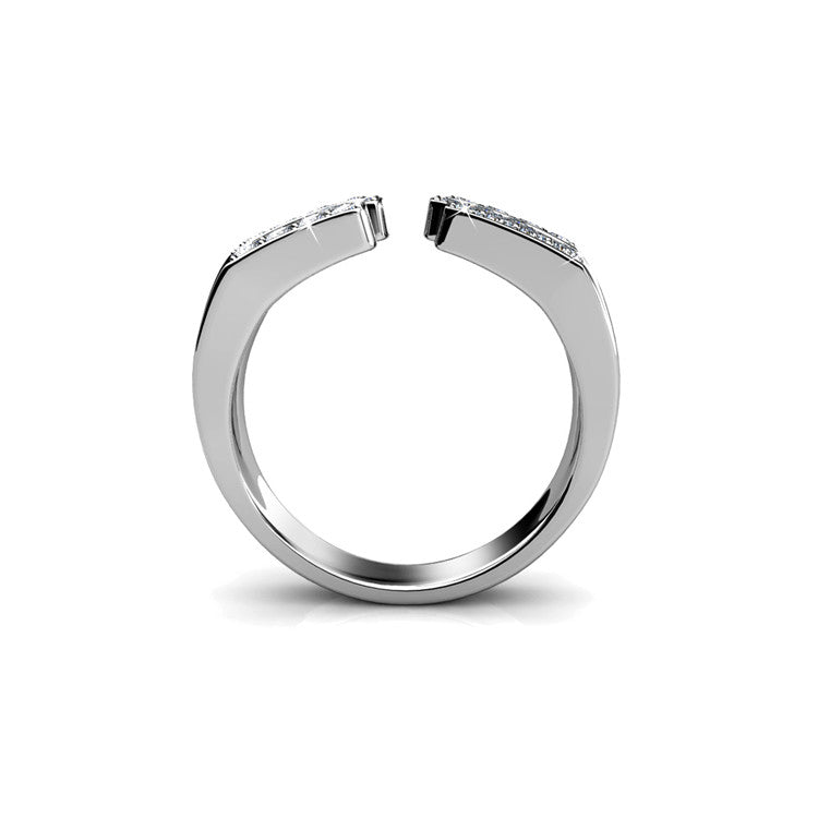 Open Band Ring Nickel Free 18K Gold Plated Swarovski Crystal Statement Ring / DR0180