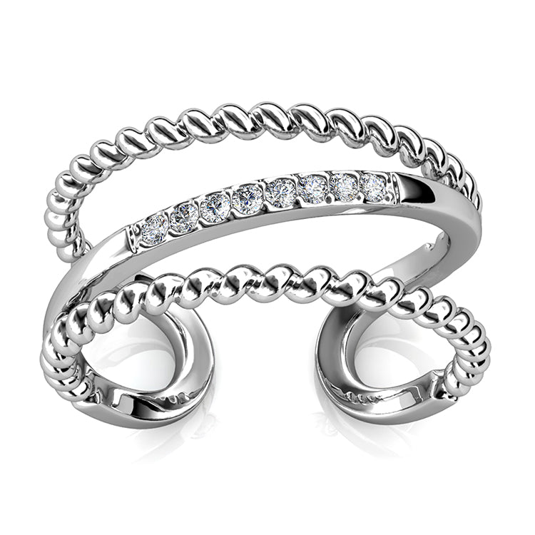 Unique Spiral Crystal Ring ，18K Gold Plated Adjustable Twist Band / DR0110