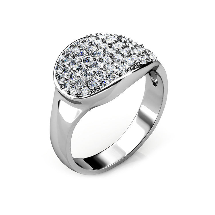 Cocktail Party Statement Ring Nickel Free Copper Oval Cluster Diamond Mens Wide Ring/ DR0171